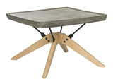 Safavieh Delartin Coffee Table Indoor Outdoor 14.57" Modern Dark Grey Natural Black Concrete Oak Steel VNN1025A 889048326422
