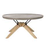 Safavieh Bryson Coffee Table Indoor Outdoor 14.57" Modern Round Dark Grey Natural Black Concrete Oak Steel VNN1026A 889048326439