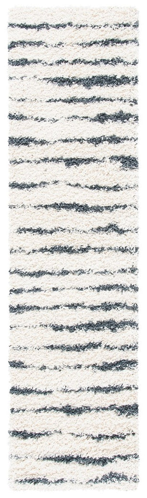 Venus Shag 600 Venus Shag 603 Shag Power Loomed 100 % Polypropylene Pile Rug Ivory / Dark Grey