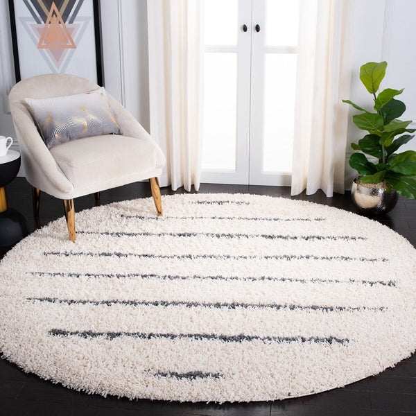 Venus Shag 600 Venus Shag 604 Shag Power Loomed 60% Polypropylene 35% Recycled Polyester 5% Latex Rug Ivory / Dark Grey