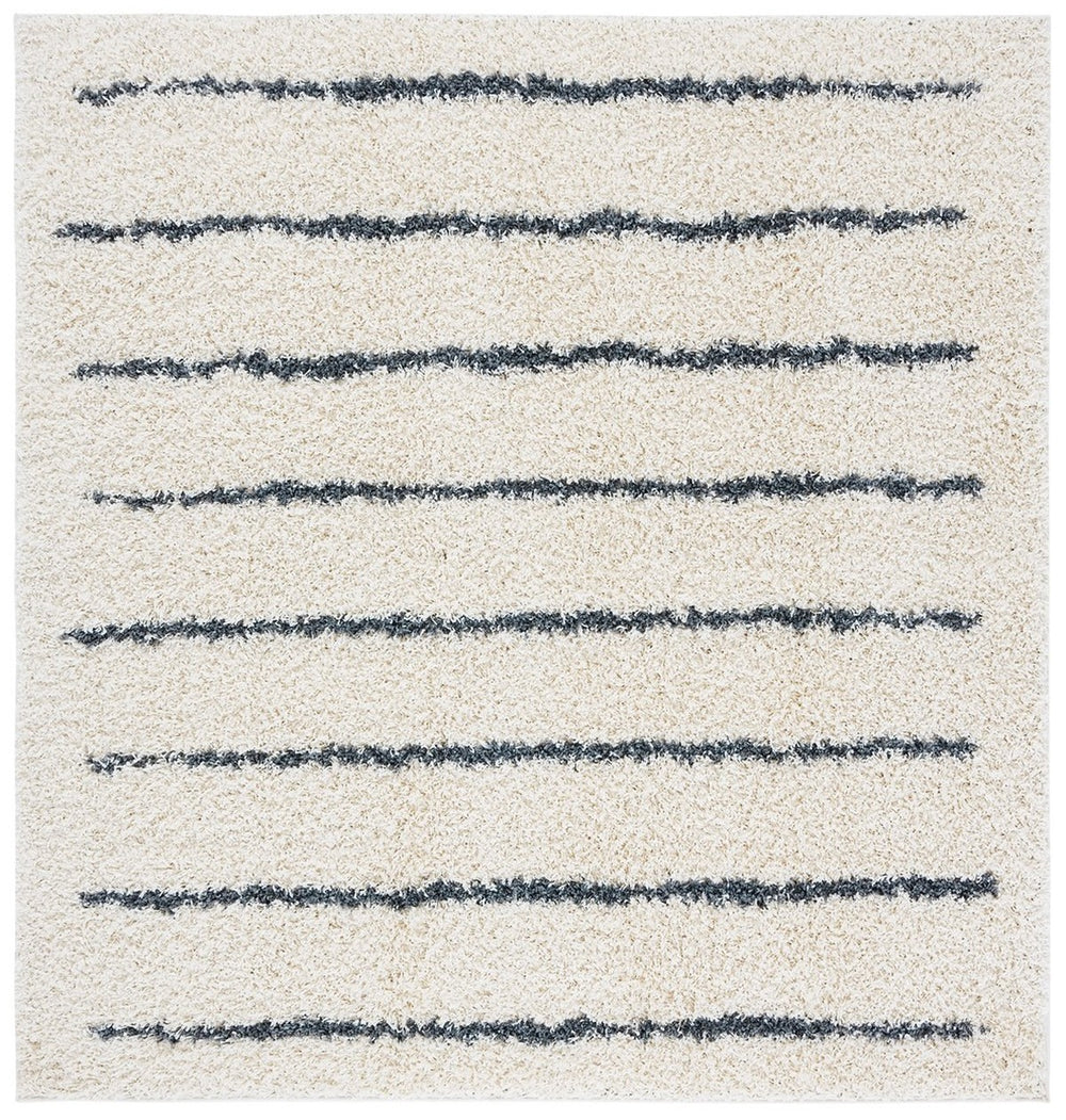 Venus Shag 600 Venus Shag 604 Shag Power Loomed 100 % Polypropylene Pile Rug Ivory / Dark Grey