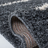 Venus Shag 600 Venus Shag 604 Shag Power Loomed 100 % Polypropylene Pile Rug Dark Grey / Ivory