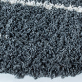 Venus Shag 600 Venus Shag 604 Shag Power Loomed 100 % Polypropylene Pile Rug Dark Grey / Ivory