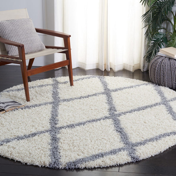 Venus Shag 600 Venus Shag 681 Shag Power Loomed 100 % Polypropylene Pile Rug Ivory / Grey