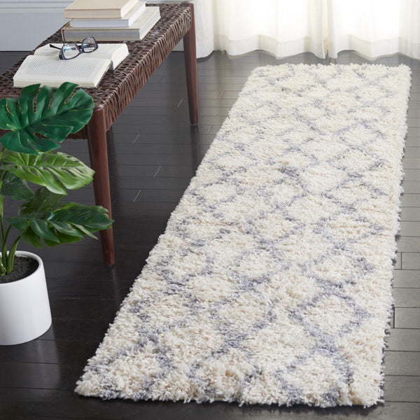 Venus Shag 600 Venus Shag 682 Shag Power Loomed 100 % Polypropylene Pile Rug Ivory / Grey