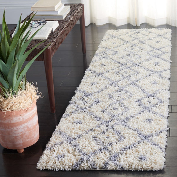 Venus Shag 600 Venus Shag 683 Shag Power Loomed 100 % Polypropylene Pile Rug Ivory / Grey