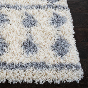 Venus Shag 600 Venus Shag 684 Shag Power Loomed 100 % Polypropylene Pile Rug Ivory / Grey