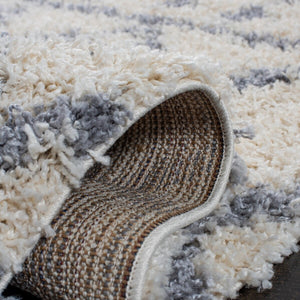 Venus Shag 600 Venus Shag 684 Shag Power Loomed 100 % Polypropylene Pile Rug Ivory / Grey