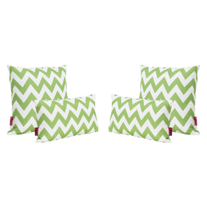 Marisol Outdoor Green and White Chevron Water Resistant Square and Rectangular Throw Pillows Noble House