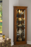 Pulaski Furniture Mirrored 4 Shelf Corner Curio Cabinet in Golden Oak Brown 20206-PULASKI 20206-PULASKI
