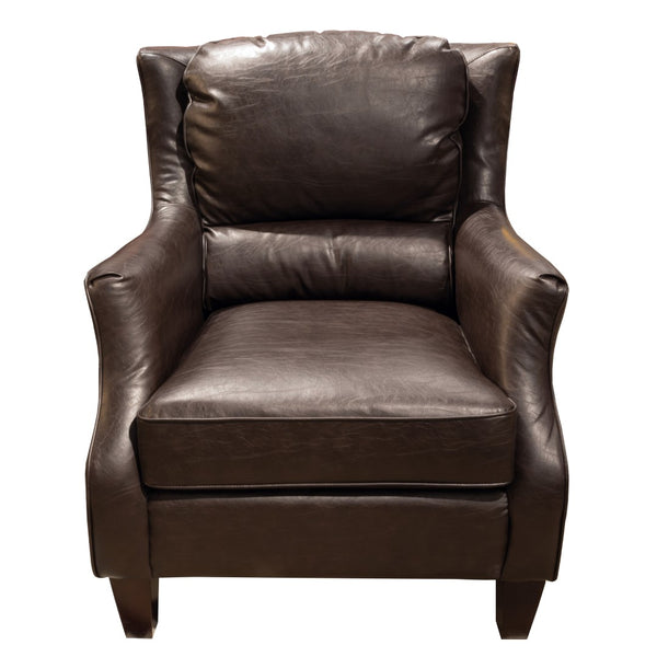 Porter Designs Garnett Crackle Leather Club Style Transitional Accent Chair Brown 02-201-06-519