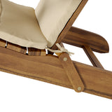 Malibu Outdoor Acacia Wood Folding Adirondack Chairs with Cushions (Set of 4), Natural and Khaki