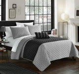 Dominic Grey King 4pc Quilt Set