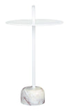 Zuo Modern Will Iron, Marble Modern Commercial Grade Side Table White, Multicolor Iron, Marble