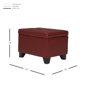 Julian Stylish Rectangular Bonded Leather Storage Ottoman with Biscuit Tufting for Home Organization