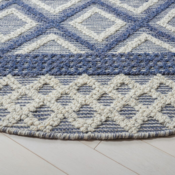 Vermont 211 Hand Woven 60% Wool, 40% Cottton 0 Rug Ivory / Blue 60% Wool, 40% Cottton VRM211N-9