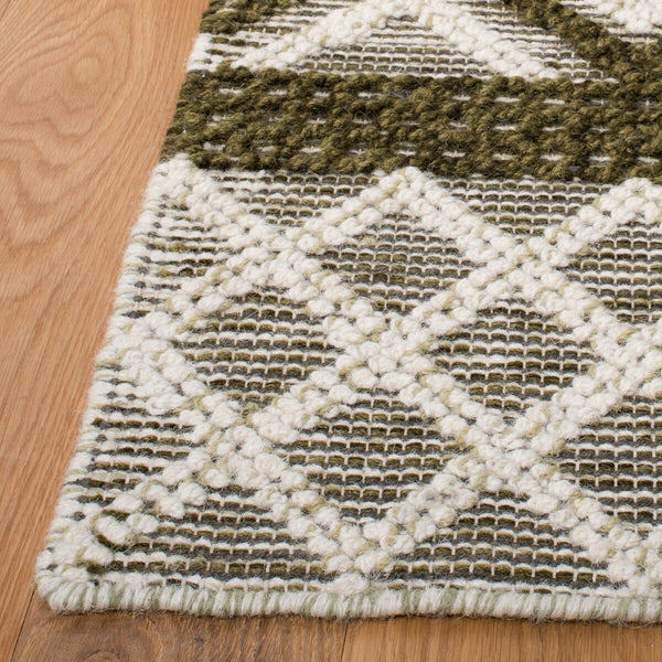 Vermont 211 Hand Woven 60% Wool, 40% Cottton 0 Rug Ivory / Dark Green 60% Wool, 40% Cottton VRM211Y-9