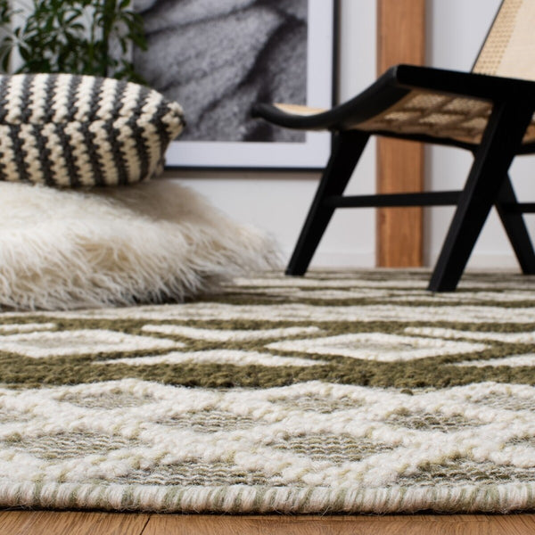 Vermont 211 Hand Woven 60% Wool, 40% Cottton 0 Rug Ivory / Dark Green 60% Wool, 40% Cottton VRM211Y-9