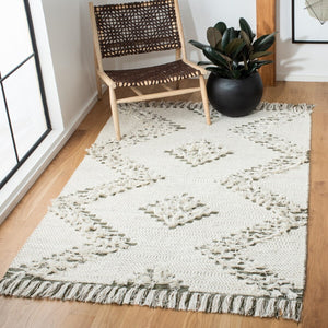 Vermont 501 Flat Weave 60% Wool, 40% Cotton 0 Rug Ivory / Green 60% Wool, 40% Cotton VRM501A-6SQ