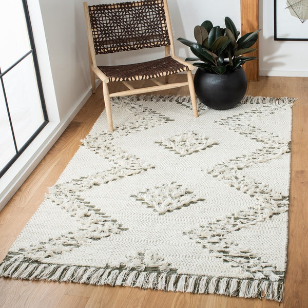 Vermont 501 Flat Weave 60% Wool, 40% Cotton 0 Rug Ivory / Green 60% Wool, 40% Cotton VRM501A-6SQ