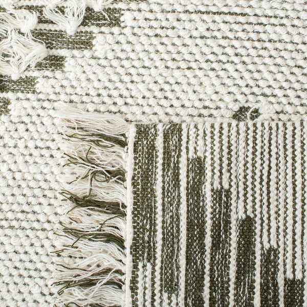 Vermont 501 Flat Weave 60% Wool, 40% Cotton 0 Rug Ivory / Green 60% Wool, 40% Cotton VRM501A-6SQ