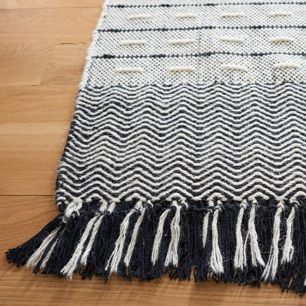 Vermont 504 Flat Weave 50% Wool, 50% Cotton 0 Rug Ivory / Black 50% Wool, 50% Cotton VRM504A-5