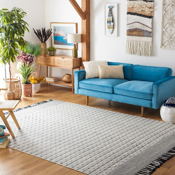 Vermont 504 Flat Weave 50% Wool, 50% Cotton 0 Rug Ivory / Black 50% Wool, 50% Cotton VRM504A-5