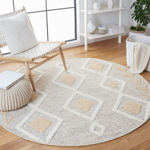 Safavieh Vermont Woollen Dhurry (Hand-Loomed) 60% Wool 40% Cotton Rug Gold / Ivory VRM601D-3