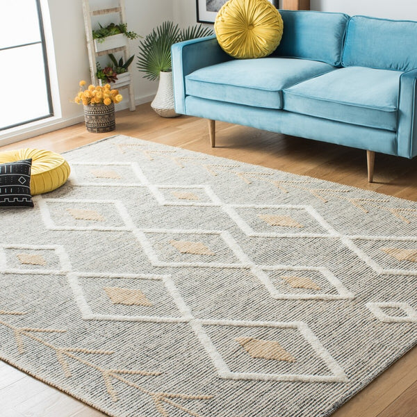 Safavieh Vermont Woollen Dhurry (Hand-Loomed) 60% Wool 40% Cotton Rug Gold / Ivory VRM601D-3