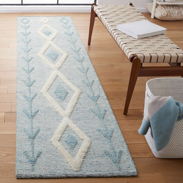 Safavieh Vermont Woollen Dhurry (Hand-Loomed) 60% Wool 40% Cotton Rug Blue / Ivory VRM601M-6SQ