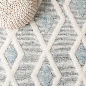 Safavieh Vermont Woollen Dhurry (Hand-Loomed) 60% Wool 40% Cotton Rug Blue / Ivory VRM601M-6SQ