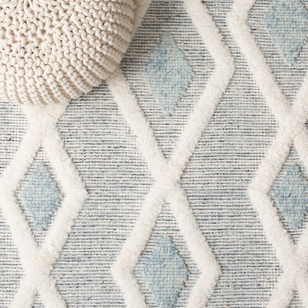 Safavieh Vermont Woollen Dhurry (Hand-Loomed) 60% Wool 40% Cotton Rug Blue / Ivory VRM601M-6SQ