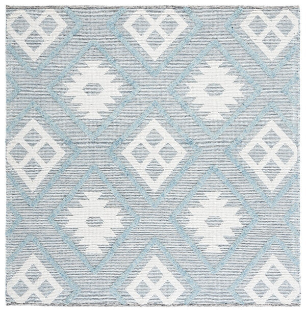 Safavieh Vermont Woollen Dhurry (Hand-Loomed) 60% Wool 40% Cotton Rug Blue / Ivory VRM601M-6SQ