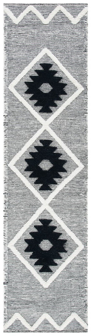 Safavieh Vermont Woollen Dhurry (Hand-Loomed) 60% Wool 40% Cotton Rug Black / Ivory VRM602H-3