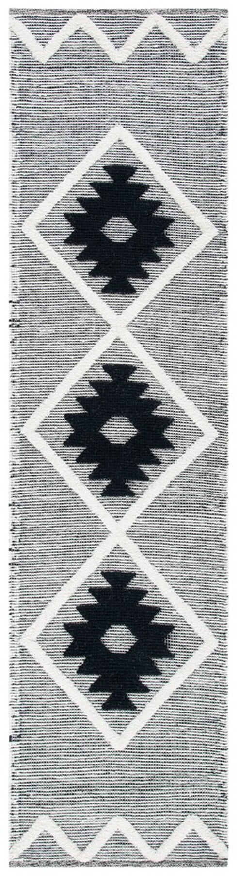 Safavieh Vermont Woollen Dhurry (Hand-Loomed) 60% Wool 40% Cotton Rug Black / Ivory VRM602H-3