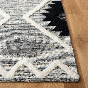 Safavieh Vermont Woollen Dhurry (Hand-Loomed) 60% Wool 40% Cotton Rug Black / Ivory VRM602H-3
