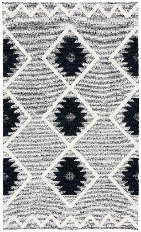 Safavieh Vermont Woollen Dhurry (Hand-Loomed) 60% Wool 40% Cotton Rug Black / Ivory VRM602H-3