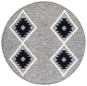Safavieh Vermont Woollen Dhurry (Hand-Loomed) 60% Wool 40% Cotton Rug Black / Ivory VRM602H-3
