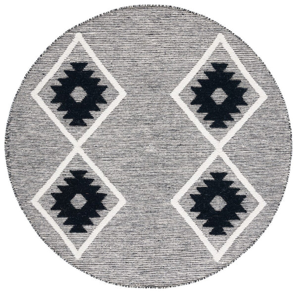 Safavieh Vermont Woollen Dhurry (Hand-Loomed) 60% Wool 40% Cotton Rug Black / Ivory VRM602H-3