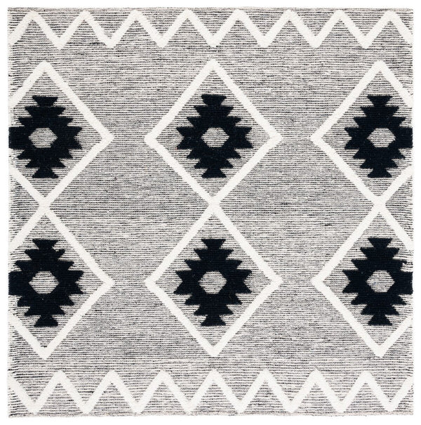 Safavieh Vermont Woollen Dhurry (Hand-Loomed) 60% Wool 40% Cotton Rug Black / Ivory VRM602H-3