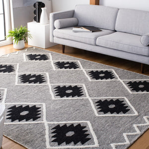 Safavieh Vermont Woollen Dhurry (Hand-Loomed) 60% Wool 40% Cotton Rug Black / Ivory VRM602H-3