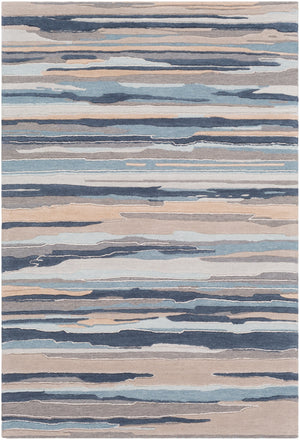 Vernier VRN-1010 Modern Wool, Polyester Rug VRN1010-810 Navy, Medium Gray, Teal, Mint, Khaki, Taupe, Light Gray 80% Wool, 20% Polyester 8' x 10'