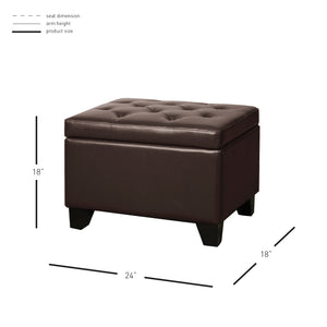 Julian Stylish Rectangular Bonded Leather Storage Ottoman with Biscuit Tufting for Home Organization