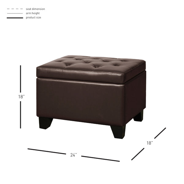 Julian Stylish Rectangular Bonded Leather Storage Ottoman with Biscuit Tufting for Home Organization