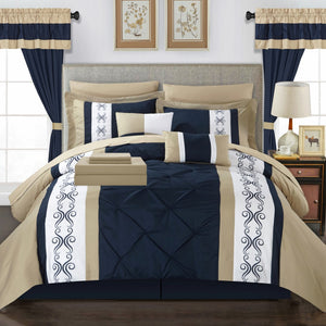 Icaria Navy Queen 20pc Comforter Set