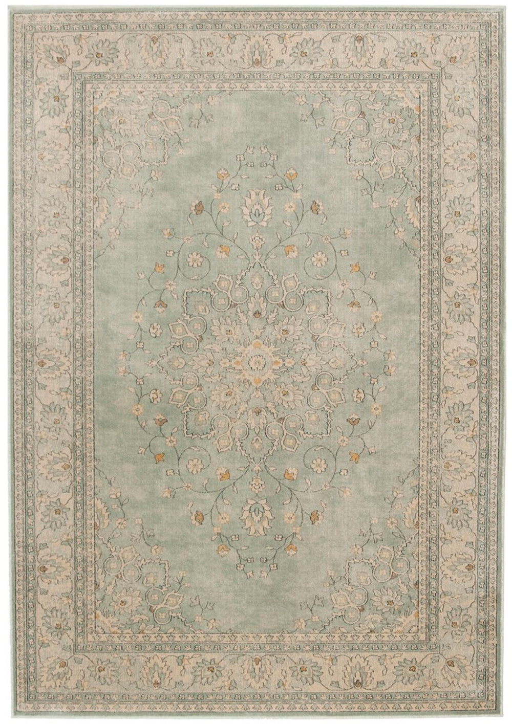 Vintage 134  Power Loomed 72% Viscose 15% Cotton 13% Polyester Rug Light Blue / Grey