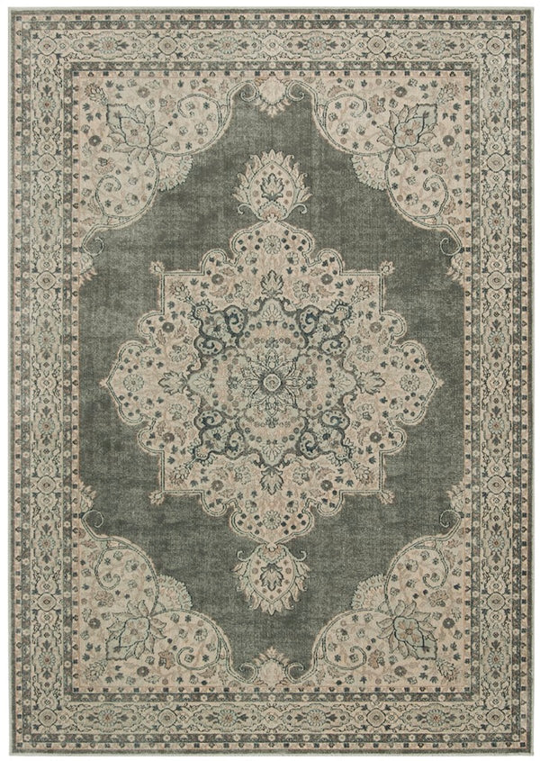 Vintage 145  Power Loomed 72% Viscose 15% Cotton 13% Polyester Rug Light Grey