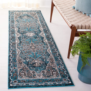 Safavieh Vintage Hamadan 210 Power Loomed Traditional Rug Blue / Ivory 9' x 12'