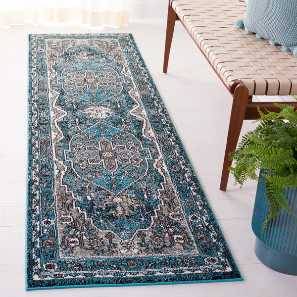 Safavieh Vintage Hamadan 210 Power Loomed Traditional Rug Blue / Ivory 9' x 12'