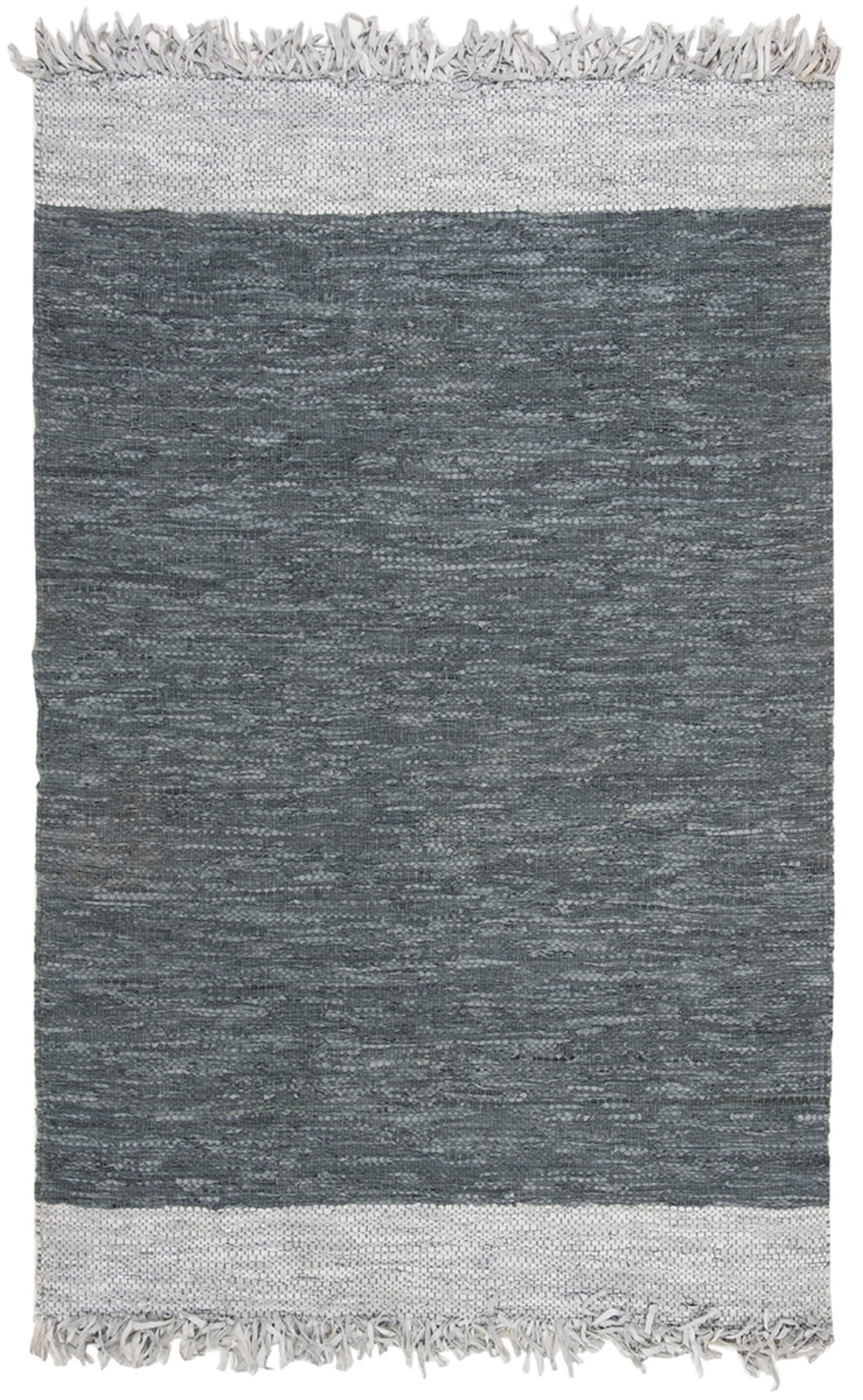 Vintage Hand Woven Rug - Luxurious Leather and Cotton Blend for Timele